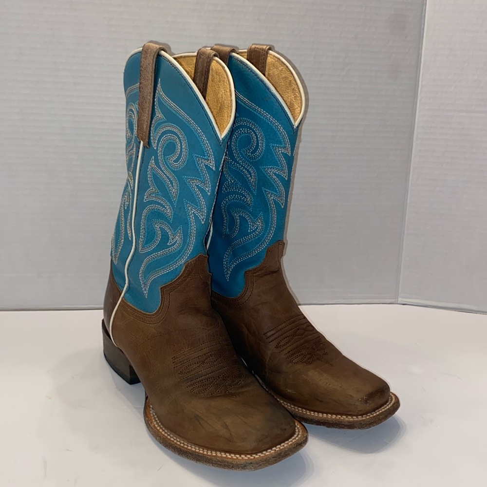 ROPER Womens Turquoise Square Toe Boots Mid Calf Low Heel 1-2", Size 5.5